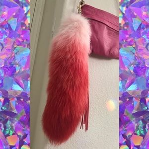 Pink Fox Tail Keychain